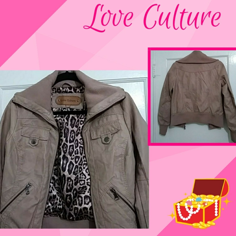 🍒 Love Culture Faux Leather Tan Pink Jacket